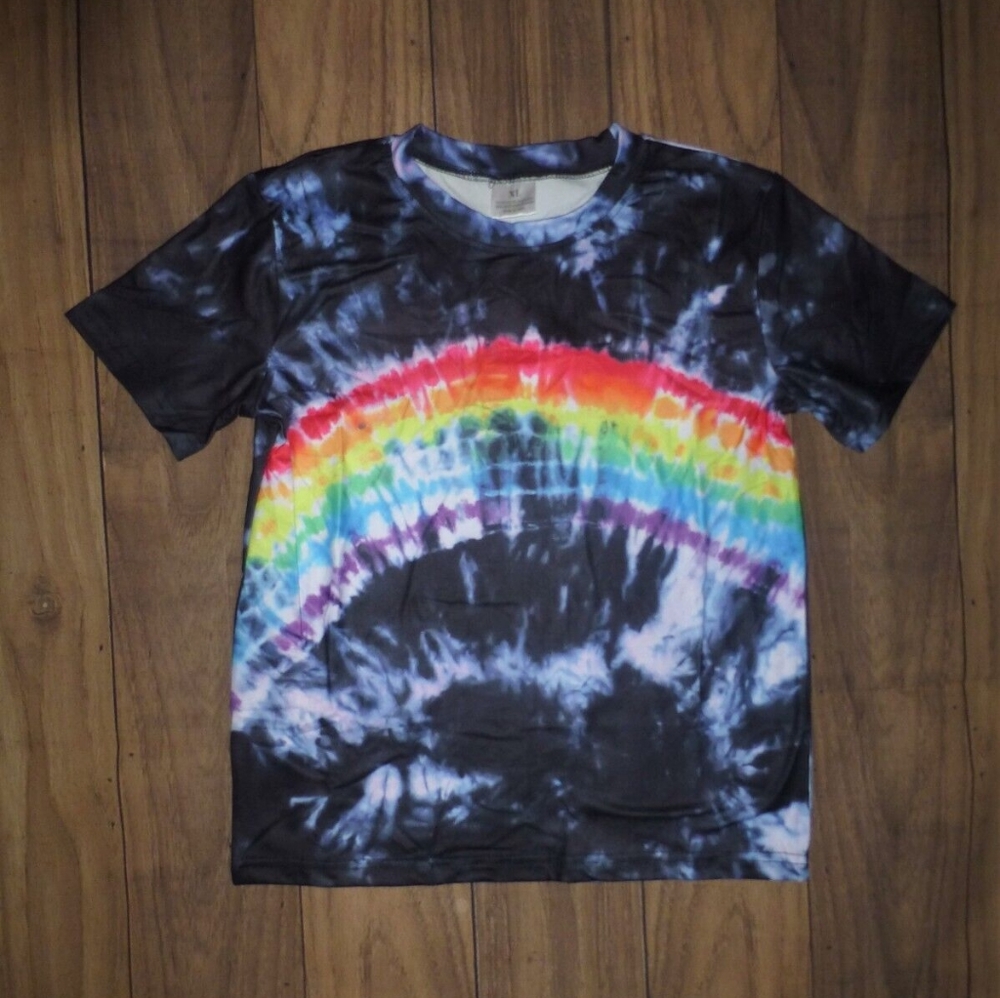 Boutique Tie Dye Rainbow Girls Boys Short Sleeve Shirt